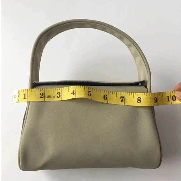 Beige cream faux leather mini handbag satchel  vegan clutch - Picture 12 of 14